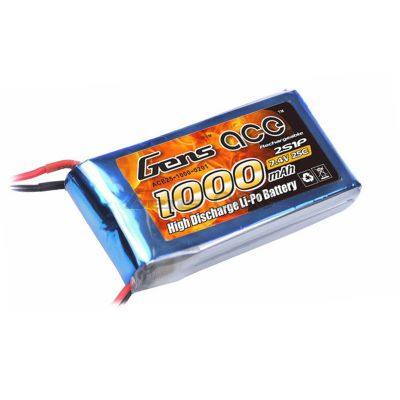 Аккумулятор Gens Ace Li-Po battery 7.4V 1000 mAh 2S1P 25C Soft Case (ACE-1000-2S-25S) 